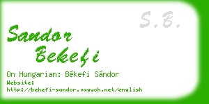 sandor bekefi business card